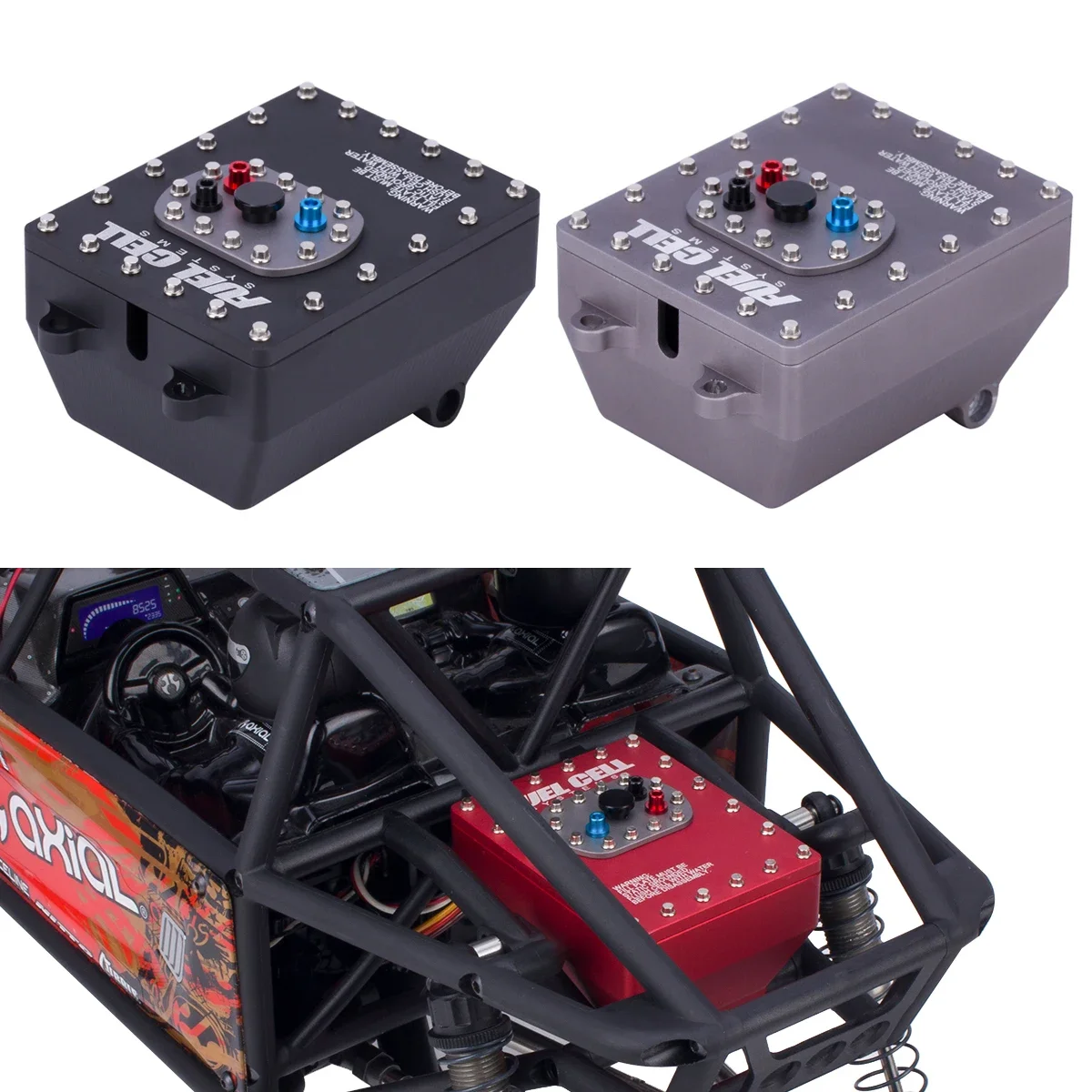 Rc Car Body Shell - 1 個アルミ 1/10 スケール燃料電池受信機ボックス模擬燃料タンク RC トラックラジオボックスアキシャルキャプラ