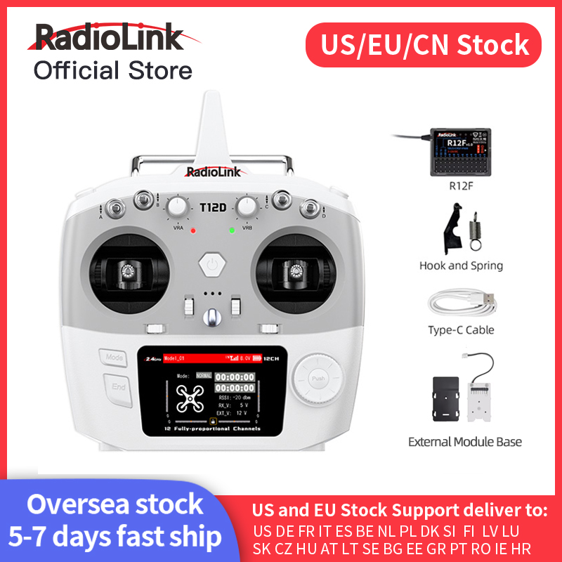 Drone Rc Car - Radiolink T12D ELRS 12 チャンネル送信機、受信機 R12F、外部モジュール、ドローン飛行機カーボート用