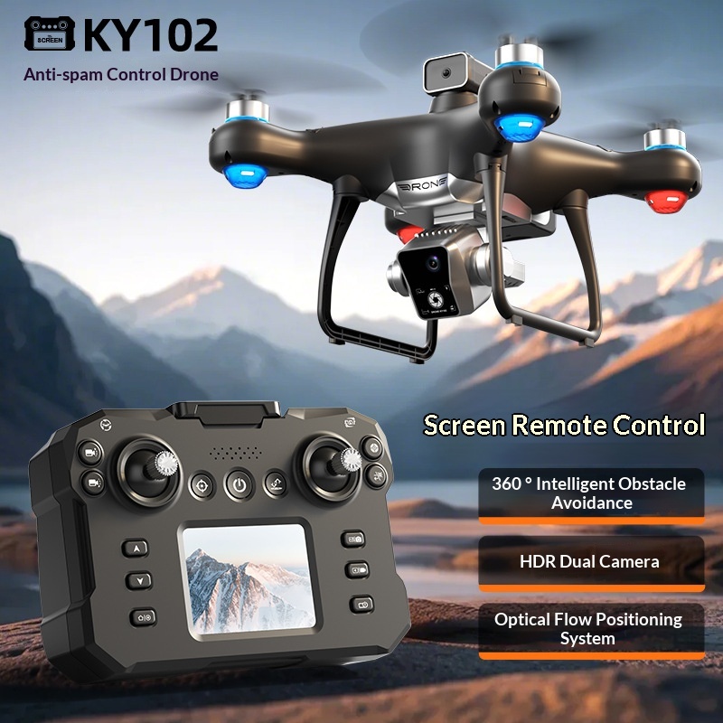 Drone Ky102 Rc - Ky102ドローン 4K HDデュアルカメラ ブラシレスモーター クアッドコプター スクリーン付きリモコン