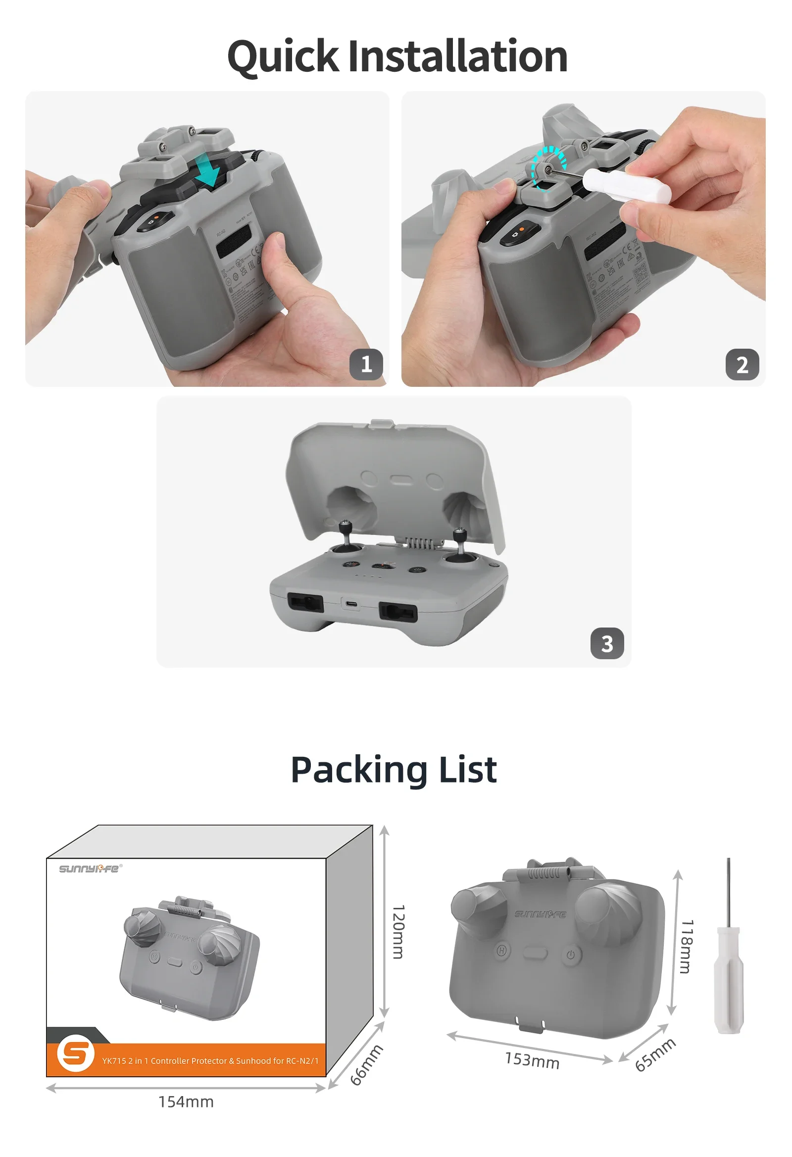 2 in 1 コントローラープロテクター サンフード コント - Drone Dji Rc 3 のレビューと価格