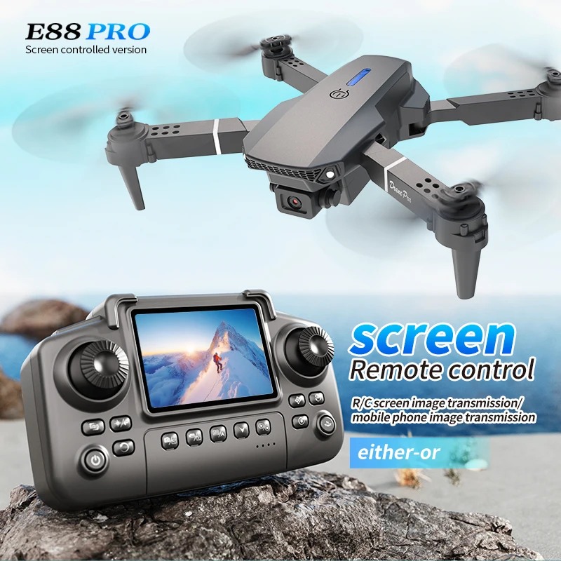プロフェッショナルE88 PROドローン、スクリーン付き8K - Drone Shahed Rc のレビューと価格