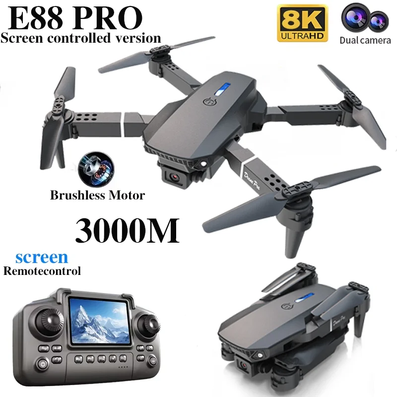 プロフェッショナルE88 PROドローン、スクリーン付き8K - Drone Shahed Rc のレビューと価格