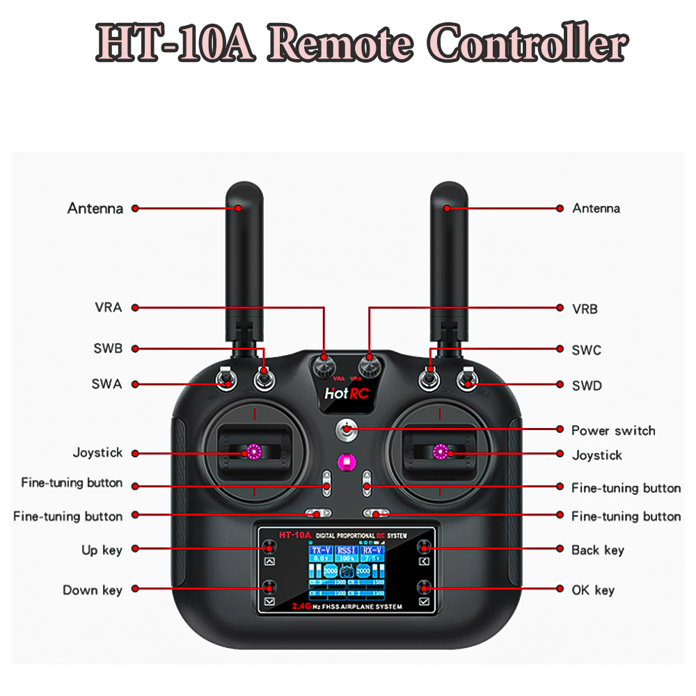 Hotrc HT-10A 2.4G 10CH送信機 F10A - Drone Rc Car のレビューと価格