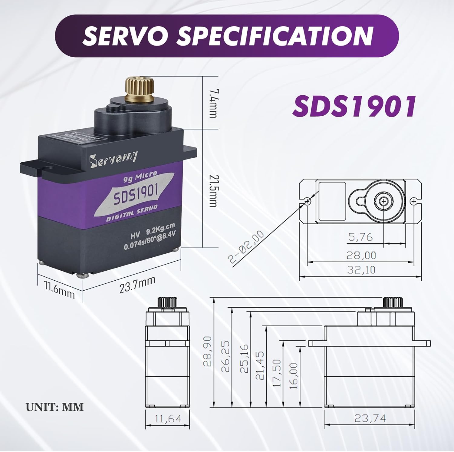 SERVOMY-SDS1901 デジタル9Gマイクロコアレス - Drone Rc Car のレビューと価格